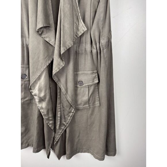 XCVI vest jacket womens medium M olive green tencel boho artsy lagen look casual - Picture 4 of 6